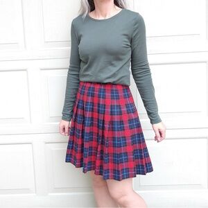 Vintage Pendleton x Manson Tartan Plaid Pleated Midi Petite L Red Fall Skirt